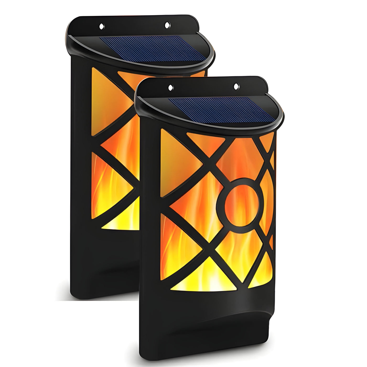 FlameGlow Lights -  2 Stück  Außenleuchten Solarbetriebene Led-Wandleuchte