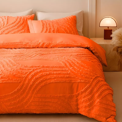 PureHaven Duvet Set - 3pcs Luxus Streifen Schnitt Bettbezug