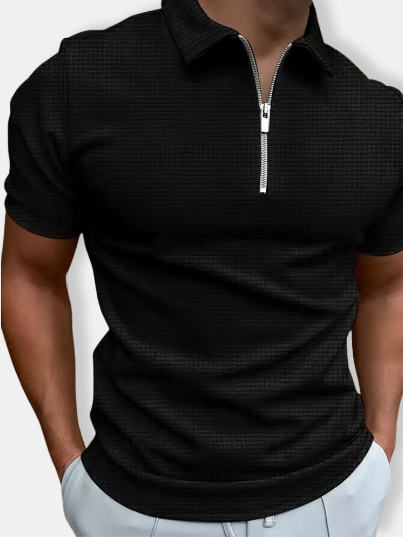 Herren Stilvolles Reißverschluss Polo Hemd | Kurze Ärmel