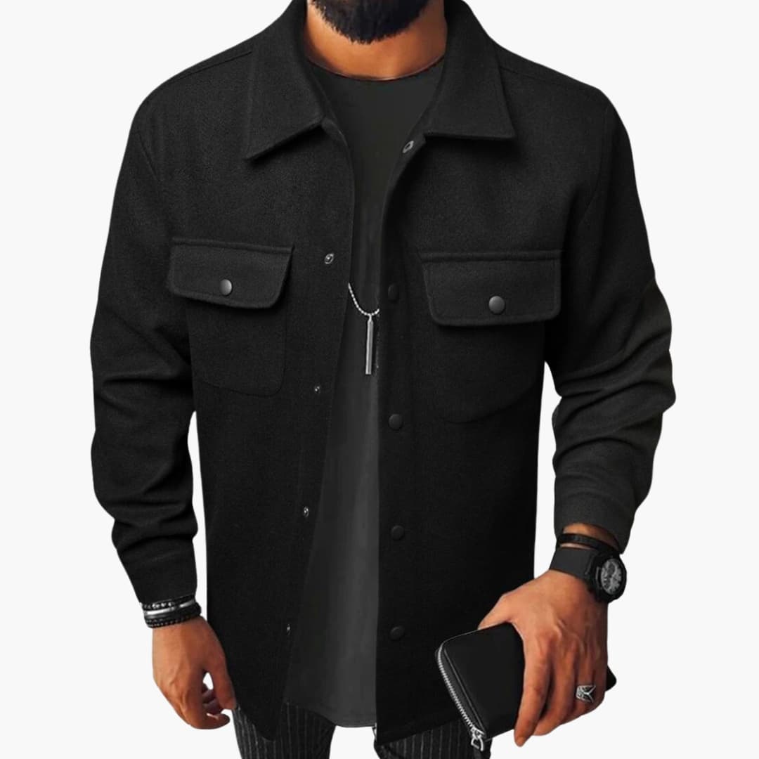 Herren hemd mit Knopfleiste Brusttaschen und langen Ärmeln