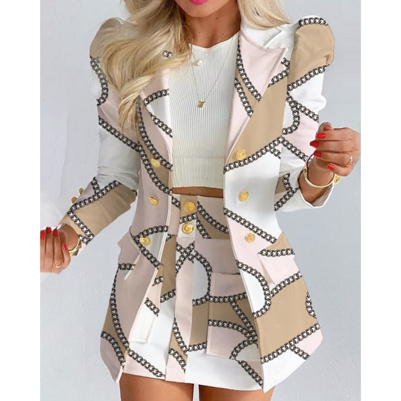 EleganzKomfort | Hochwertiges Blazer-Rock Set für Herbst und Winter