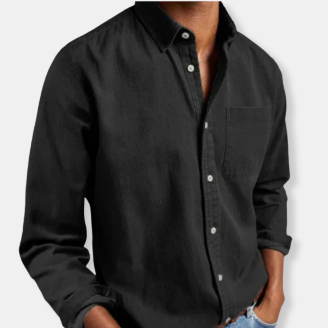 Herren Knopf Daunen Lässig Hemd | Langarm