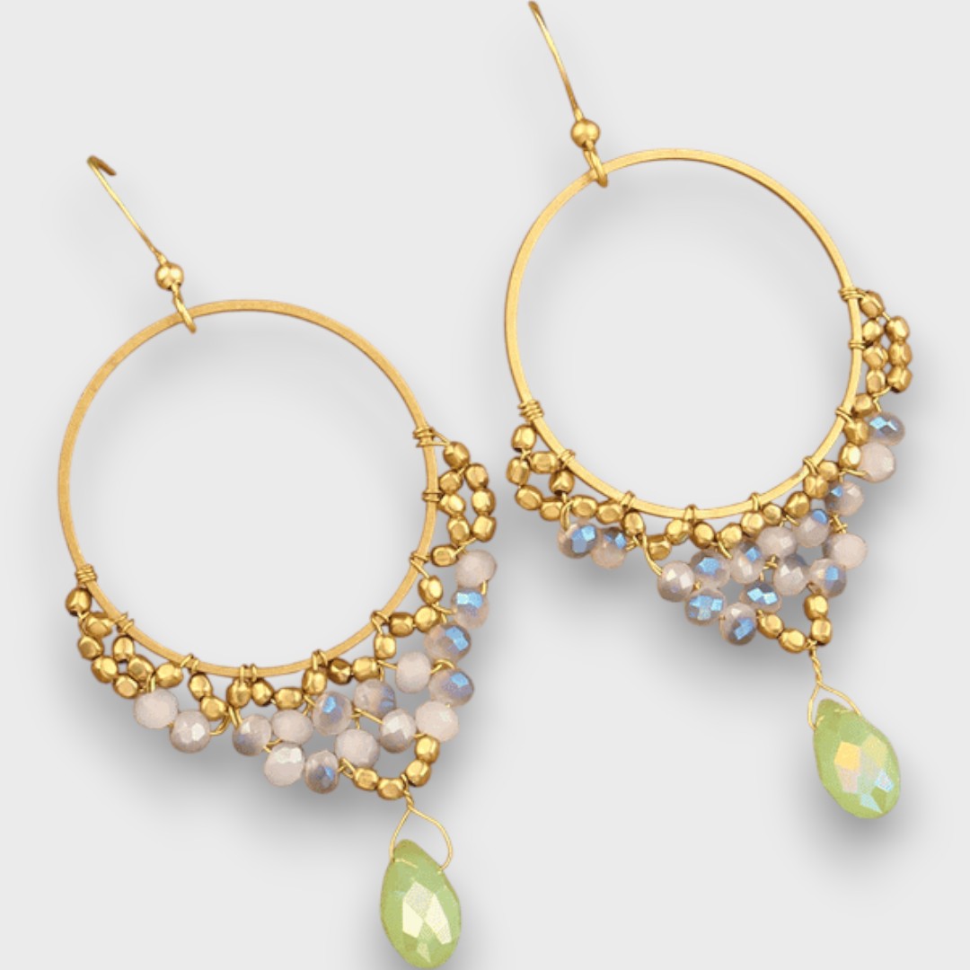 Isalda – Vintage Ohrringe mit Holz & Perlen