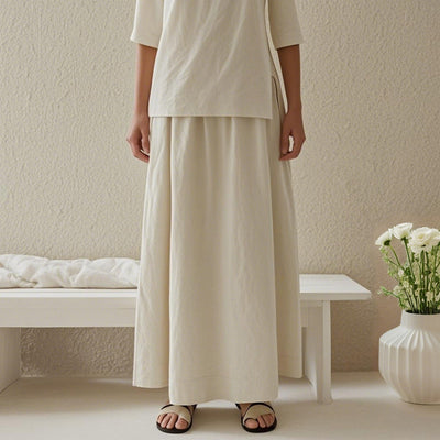 Classic Cotton Linen Blend Skirt