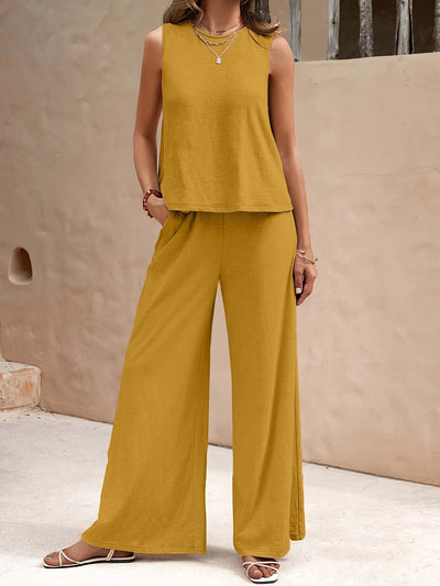 Boho-Set aus ärmellosem Top und weiter Hose für Damen