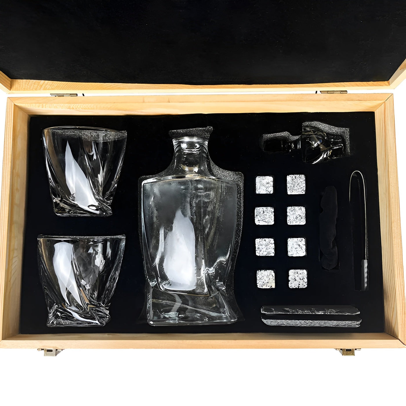 Whiskey Dekanter Set – Luxuriöse Karaffe mit Gläsern und Kühlsteinen