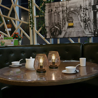 CageLuxe Lamp - Drahtlose Metallkäfig LED Tischlampe