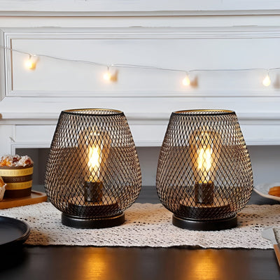 CageLuxe Lamp - Drahtlose Metallkäfig LED Tischlampe