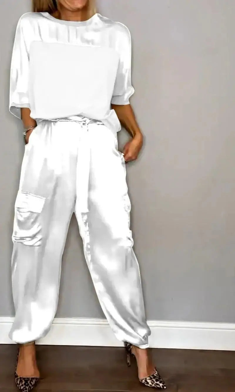 Gianna Elegantes Zweiteiliges Set | Trendiges Langarm-Oberteil mit Hose für Damen