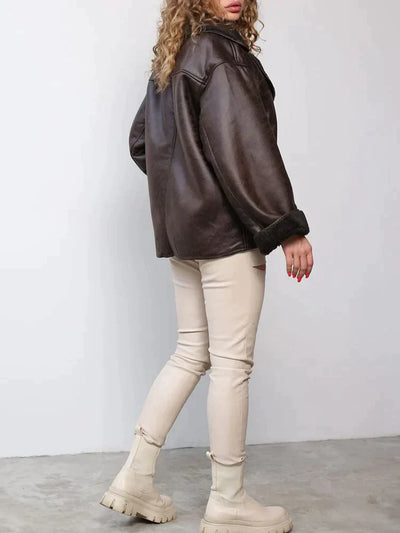Gabriela™ - Stilvolle Vintage-Lederjacke mit luxuriösem Shearling-Futter