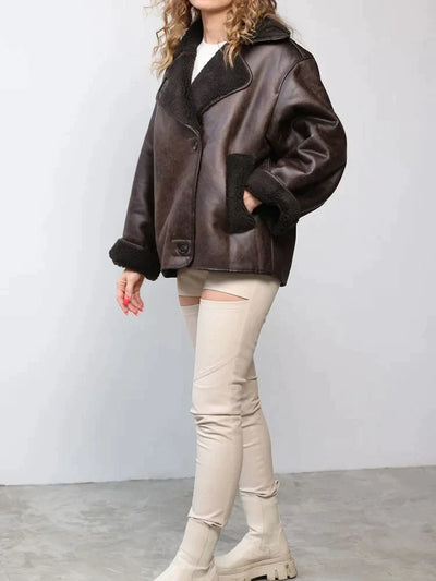 Gabriela™ - Stilvolle Vintage-Lederjacke mit luxuriösem Shearling-Futter