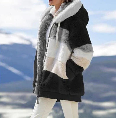 Alice - 2024 Kuschelige Tweed-Kapuzenjacke mit Plüsch-Woll-Futter