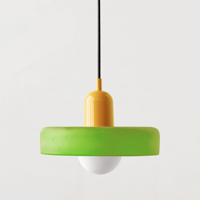 Bauhaus Pendelleuchte aus farbigem Glas für Esstisch – Moderne Hängeleuchte mit G9 Fassung, verstellbare Aufhängung, Ø25-35 cm