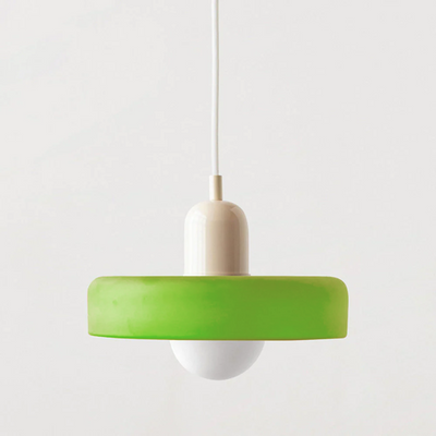 Bauhaus Pendelleuchte aus farbigem Glas für Esstisch – Moderne Hängeleuchte mit G9 Fassung, verstellbare Aufhängung, Ø25-35 cm