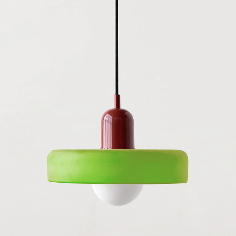 Bauhaus Pendelleuchte aus farbigem Glas für Esstisch – Moderne Hängeleuchte mit G9 Fassung, verstellbare Aufhängung, Ø25-35 cm
