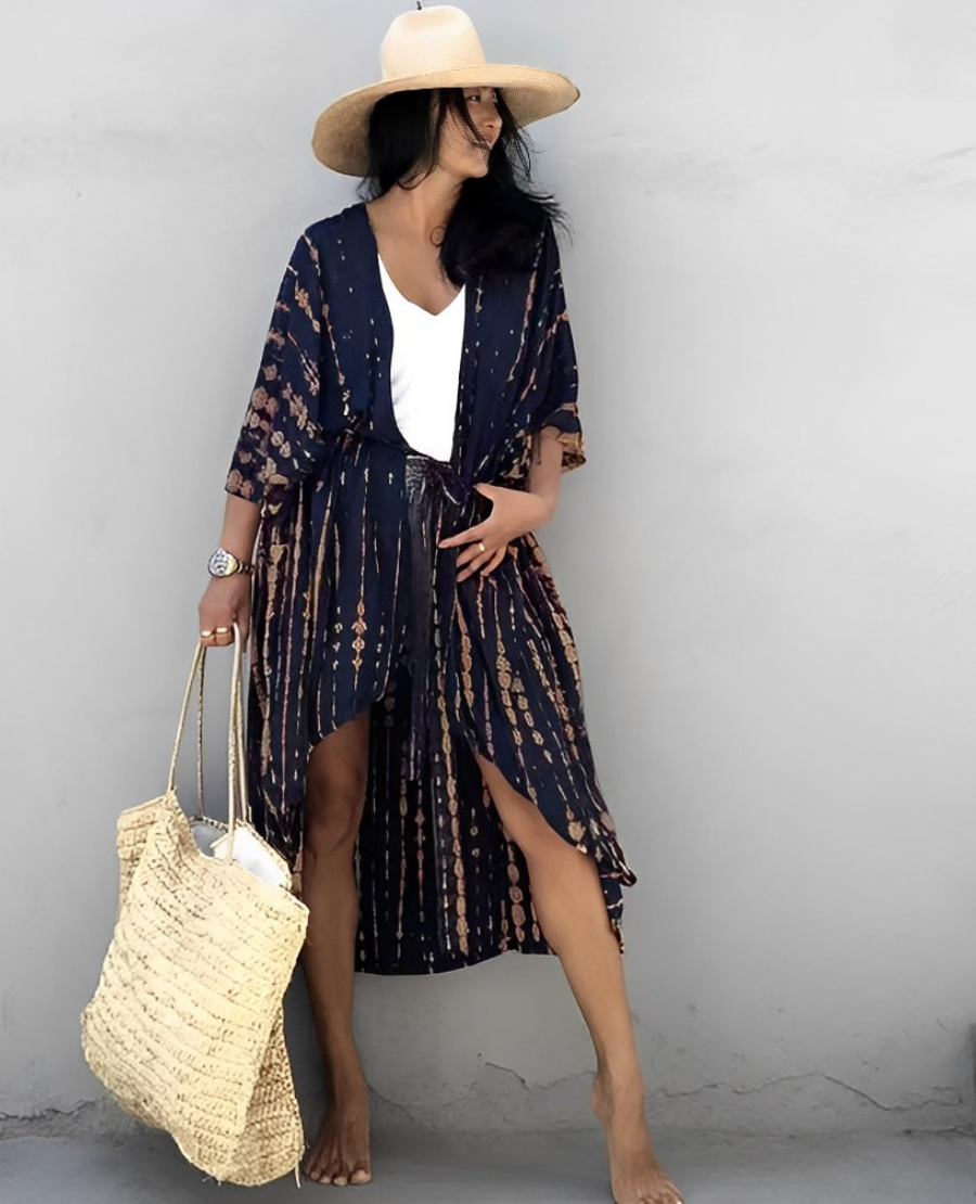 Leona Bohemian Kimono | Sommerlich-stilvoller Strandkimono mit Muster