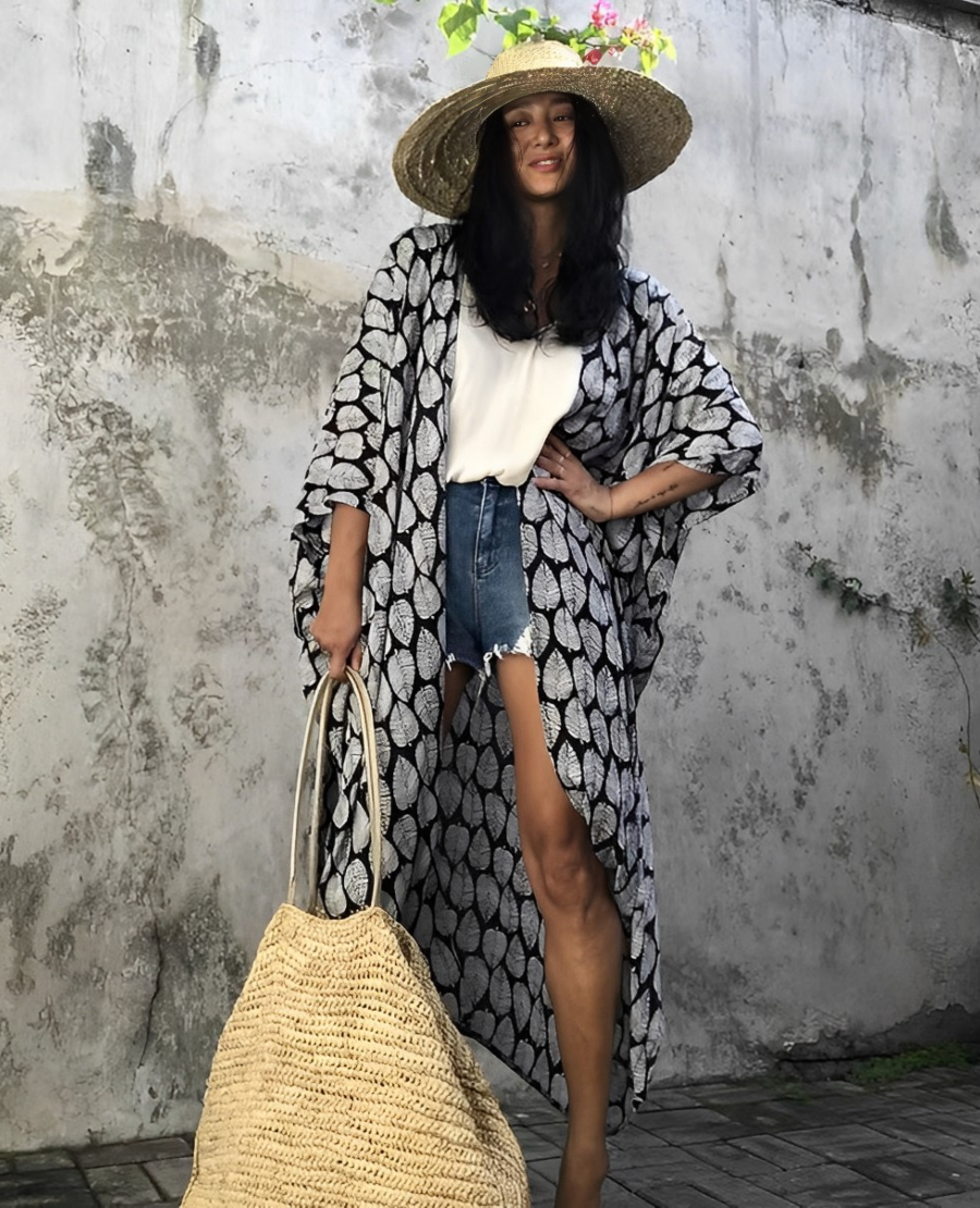 Leona Bohemian Kimono | Sommerlich-stilvoller Strandkimono mit Muster