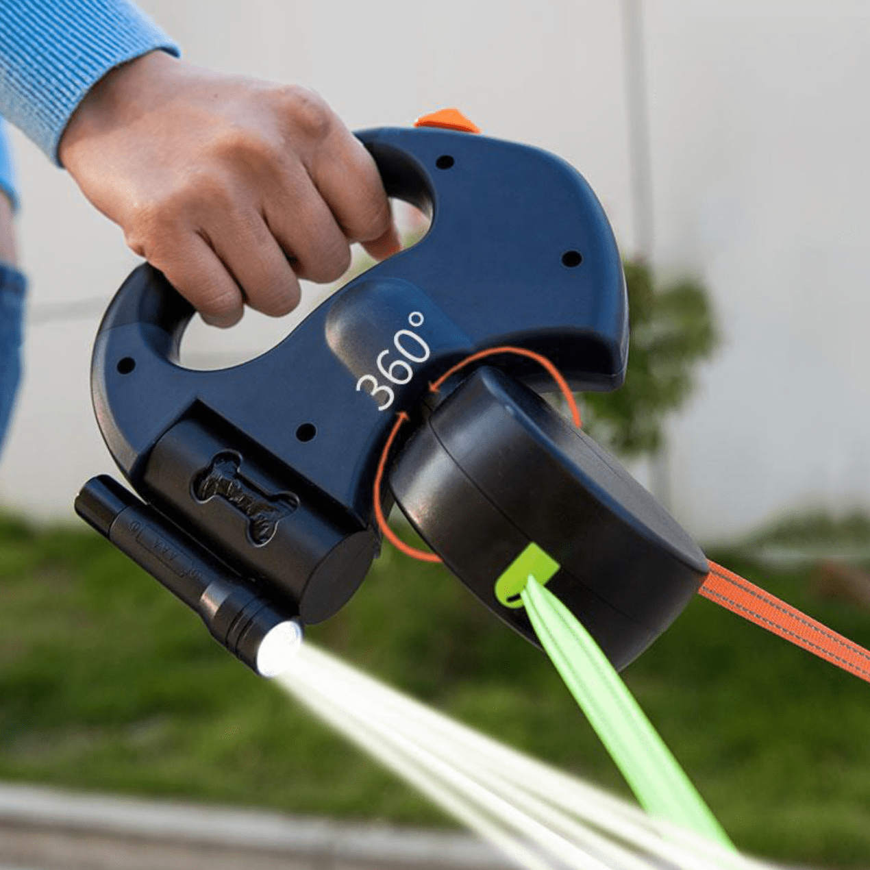 DuoPaw | Multifunktionale doppelte Hundeleine mit integrierter LED-Taschenlampe