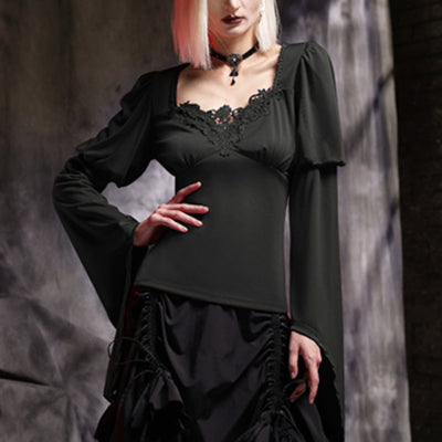 Renaissance Peasant Blouse with Square Neck Splice Sleeve