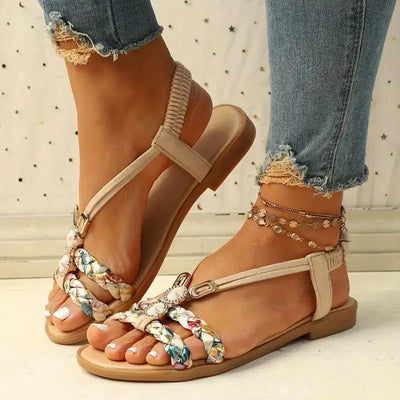 Damen Boho Perlen Slip Auf Sandalen | Bequeme
