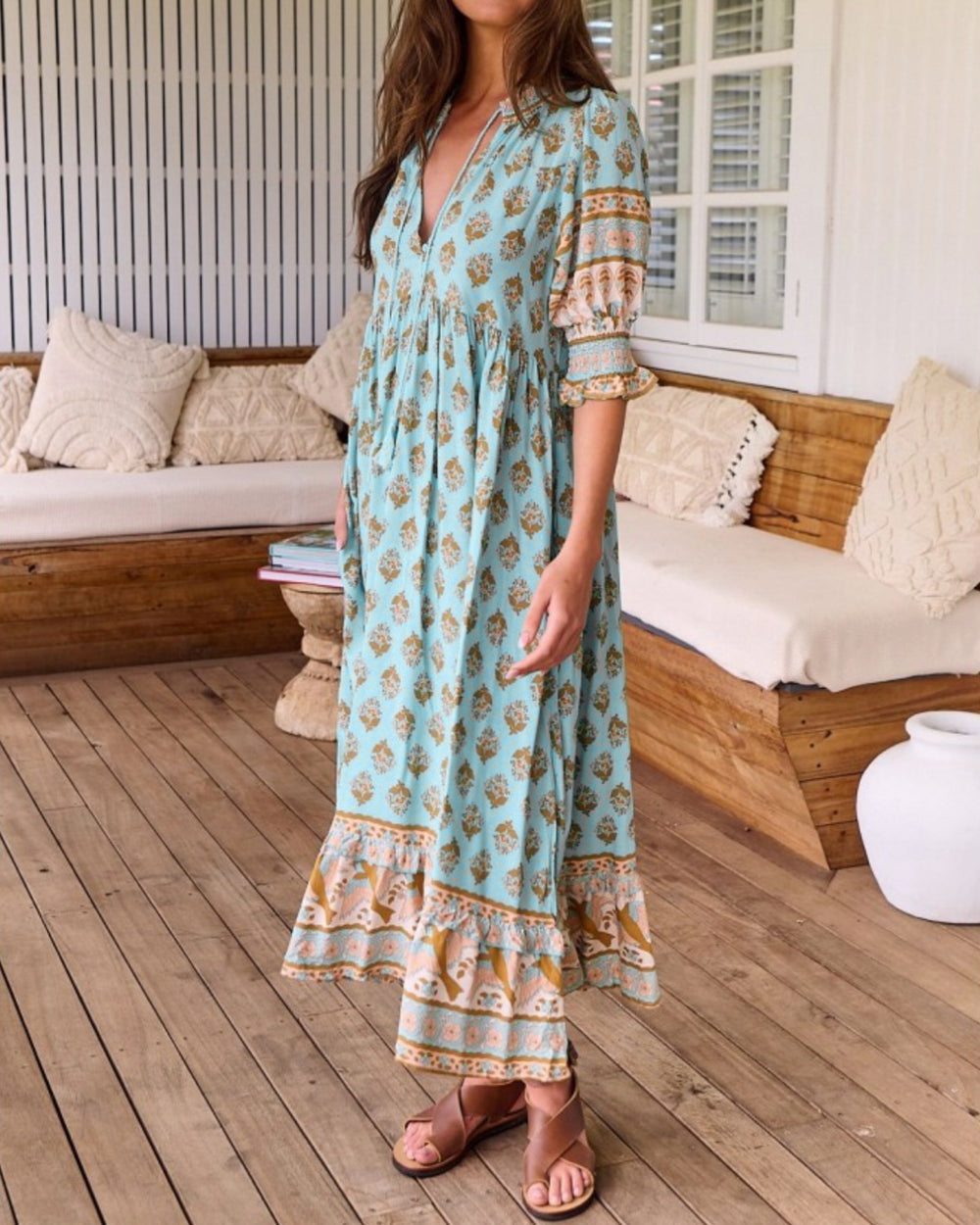 Luftiges Damen Boho-Kleid - Sommerliche Tunika mit ausdrucksstarkem Ethno-Muster