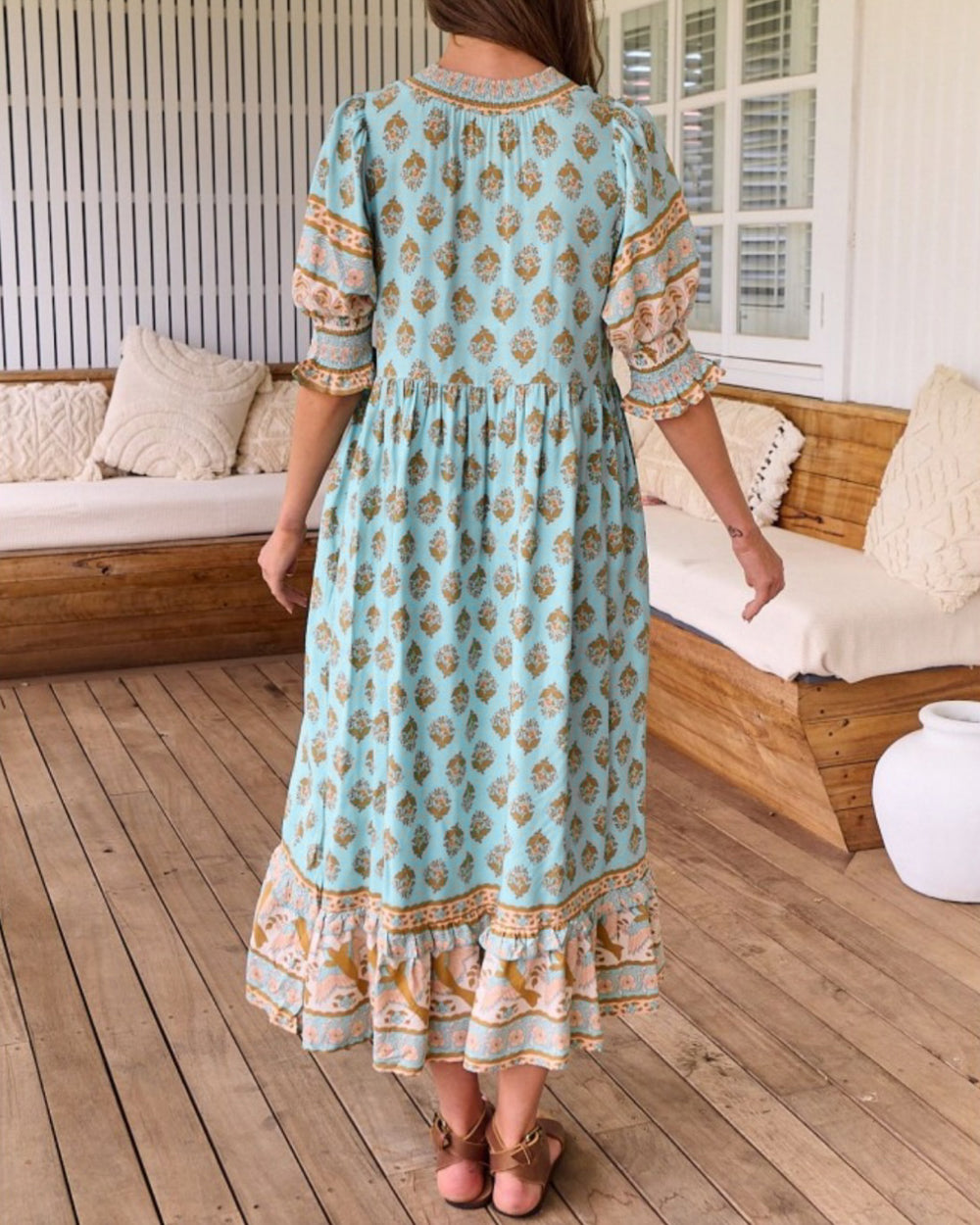 Luftiges Damen Boho-Kleid - Sommerliche Tunika mit ausdrucksstarkem Ethno-Muster