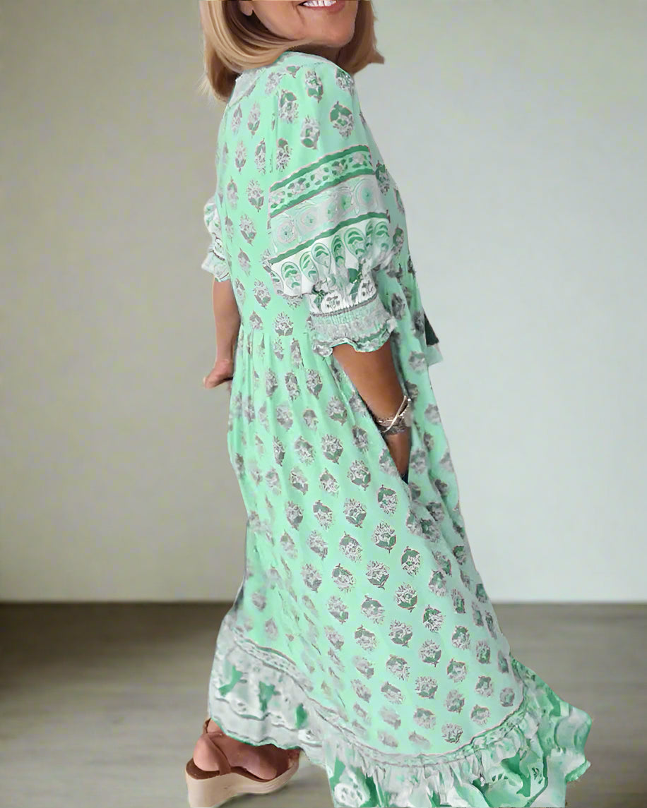 Luftiges Damen Boho-Kleid - Sommerliche Tunika mit ausdrucksstarkem Ethno-Muster