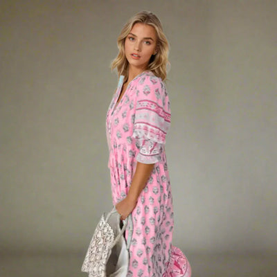 Luftiges Damen Boho-Kleid - Sommerliche Tunika mit ausdrucksstarkem Ethno-Muster