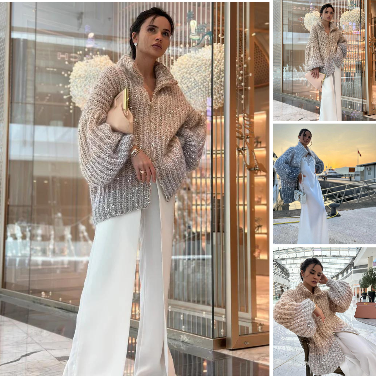 Heidi-Mode | Glänzend Pailletten Strickpullover