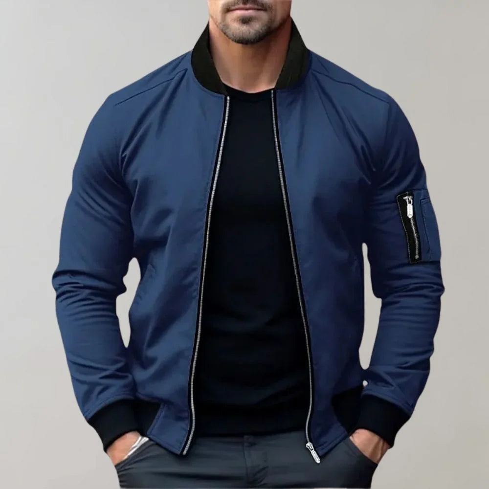 Herren Lässige Bomber Langarm Jacke | Reißverschluss