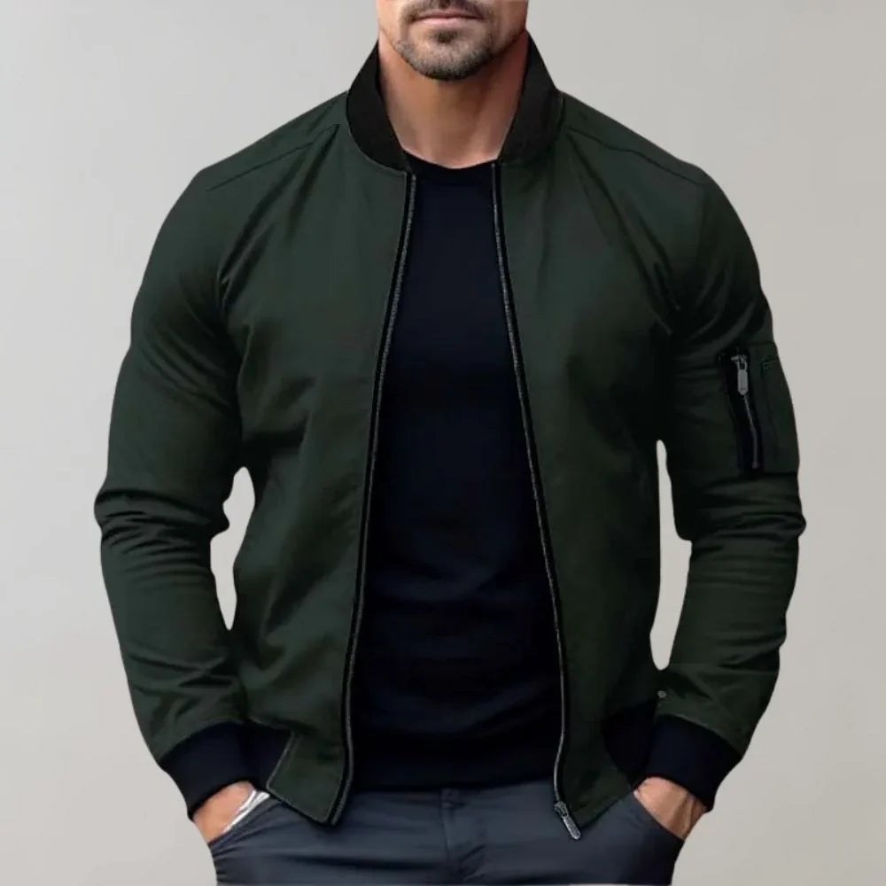 Herren Lässige Bomber Langarm Jacke | Reißverschluss