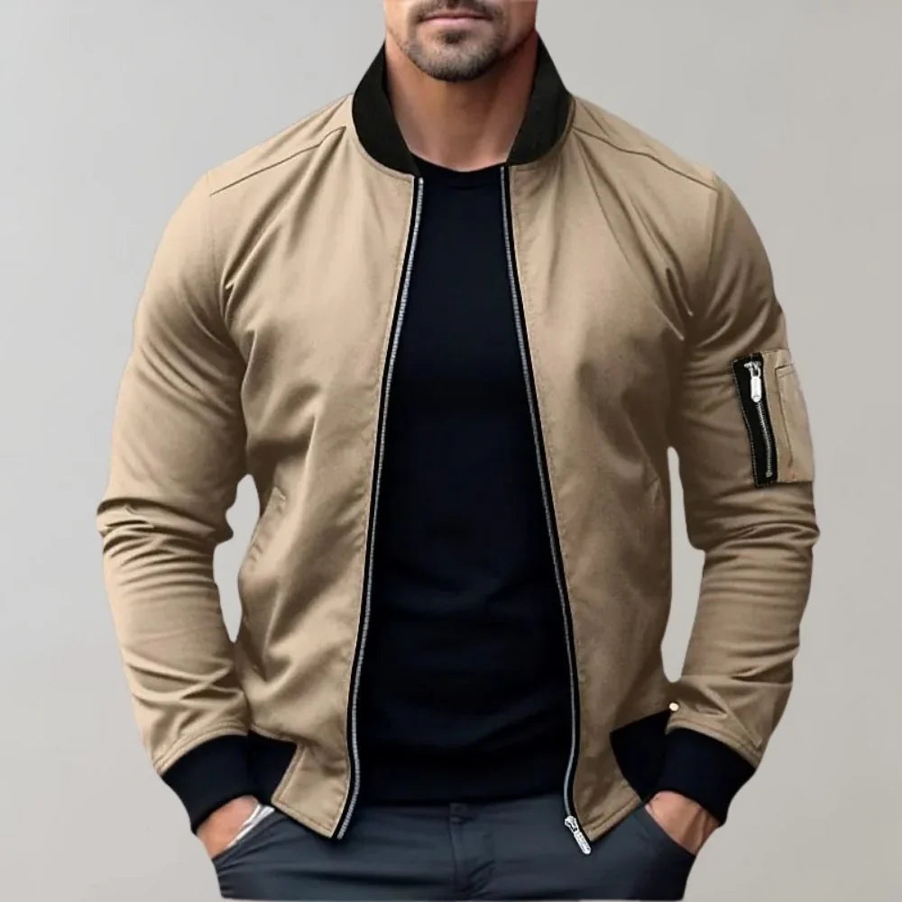 Herren Lässige Bomber Langarm Jacke | Reißverschluss