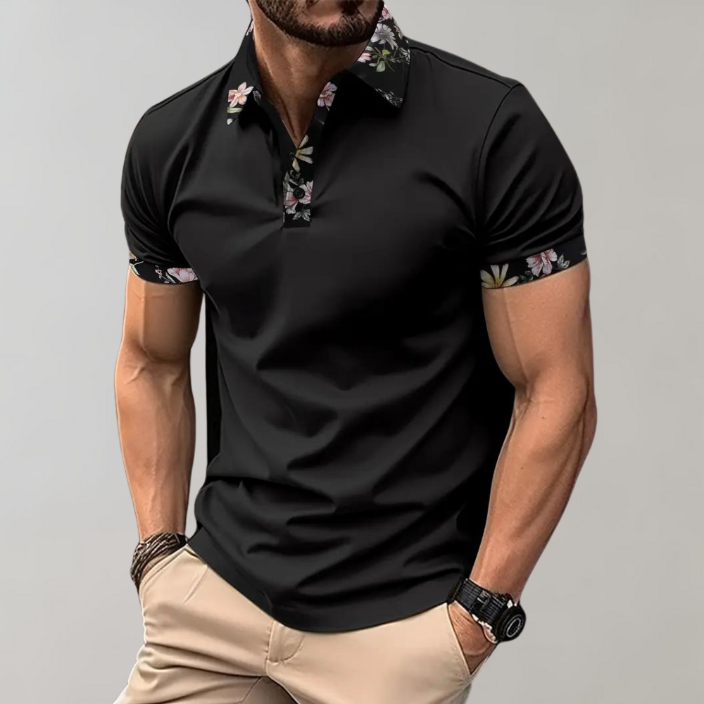 Poloshirt für Herren - Polo mit tropischem Print für Sommer