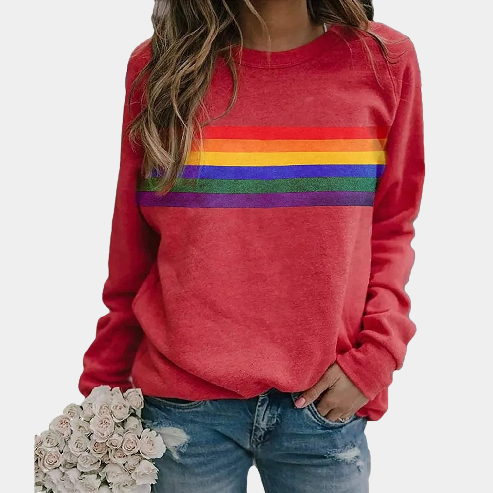 Heidi-Mode | Lässiger Pullover mit Regenbogenmotiv