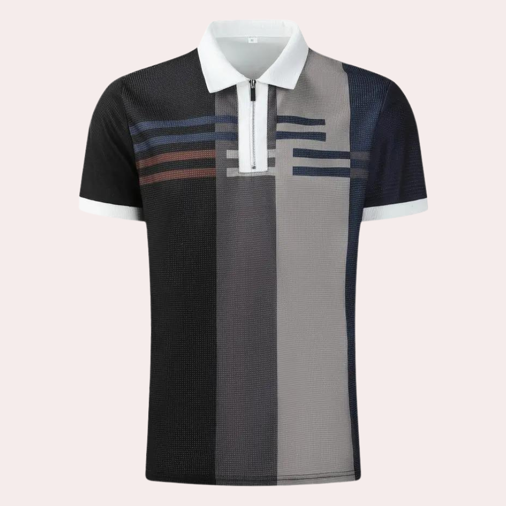 Poloshirt für Herren - Stilvolles Zigzag Polo mit Reißverschluss für Sommer