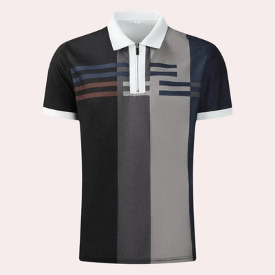 Poloshirt für Herren - Stilvolles Zigzag Polo mit Reißverschluss für Sommer
