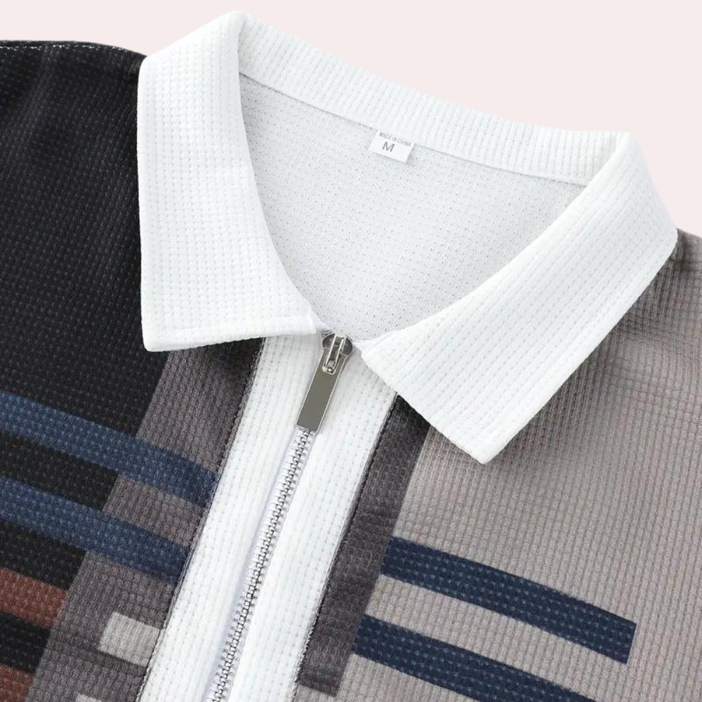 Poloshirt für Herren - Stilvolles Zigzag Polo mit Reißverschluss für Sommer