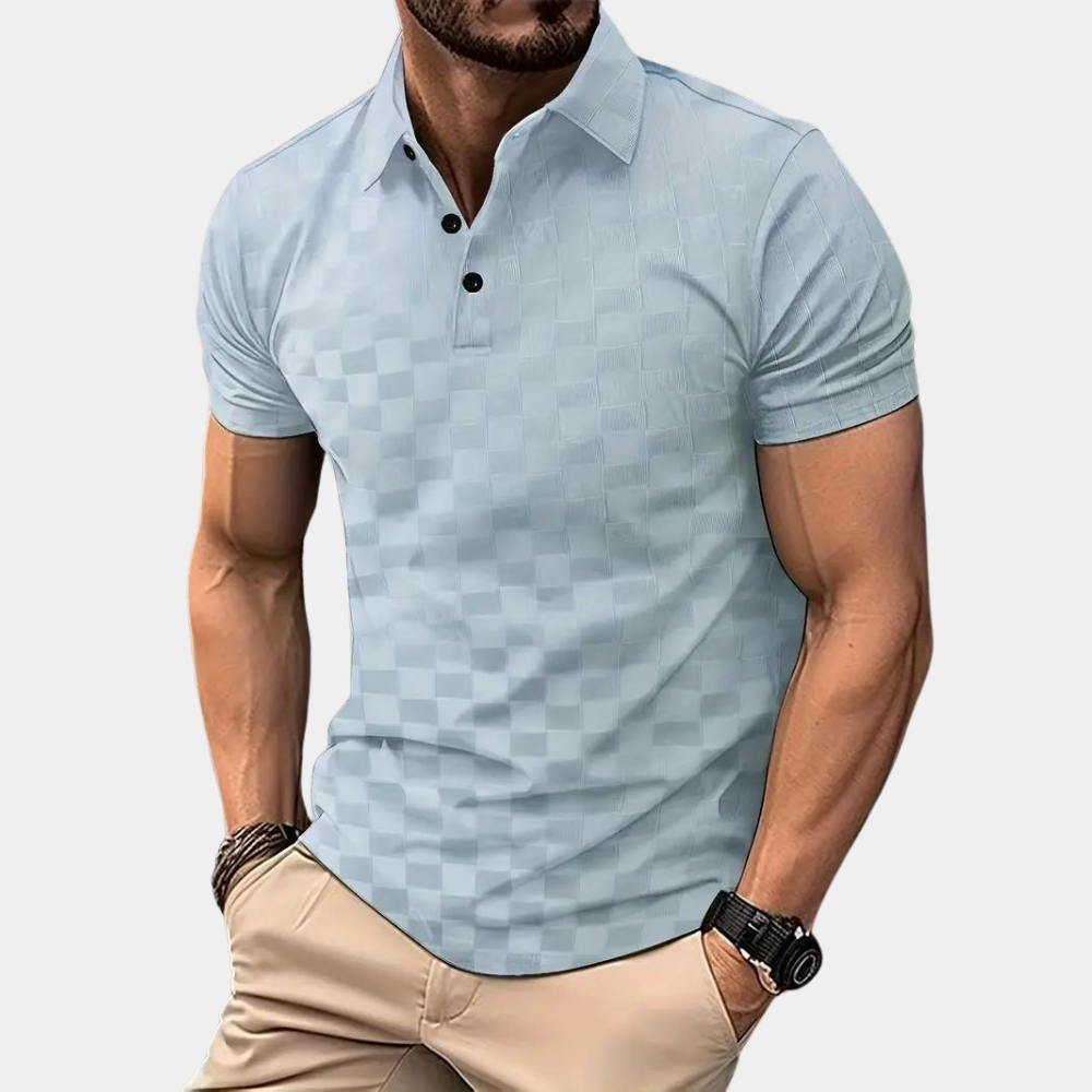 Poloshirt für Herren - Slim Fit Damier-Poloshirt für Sommer