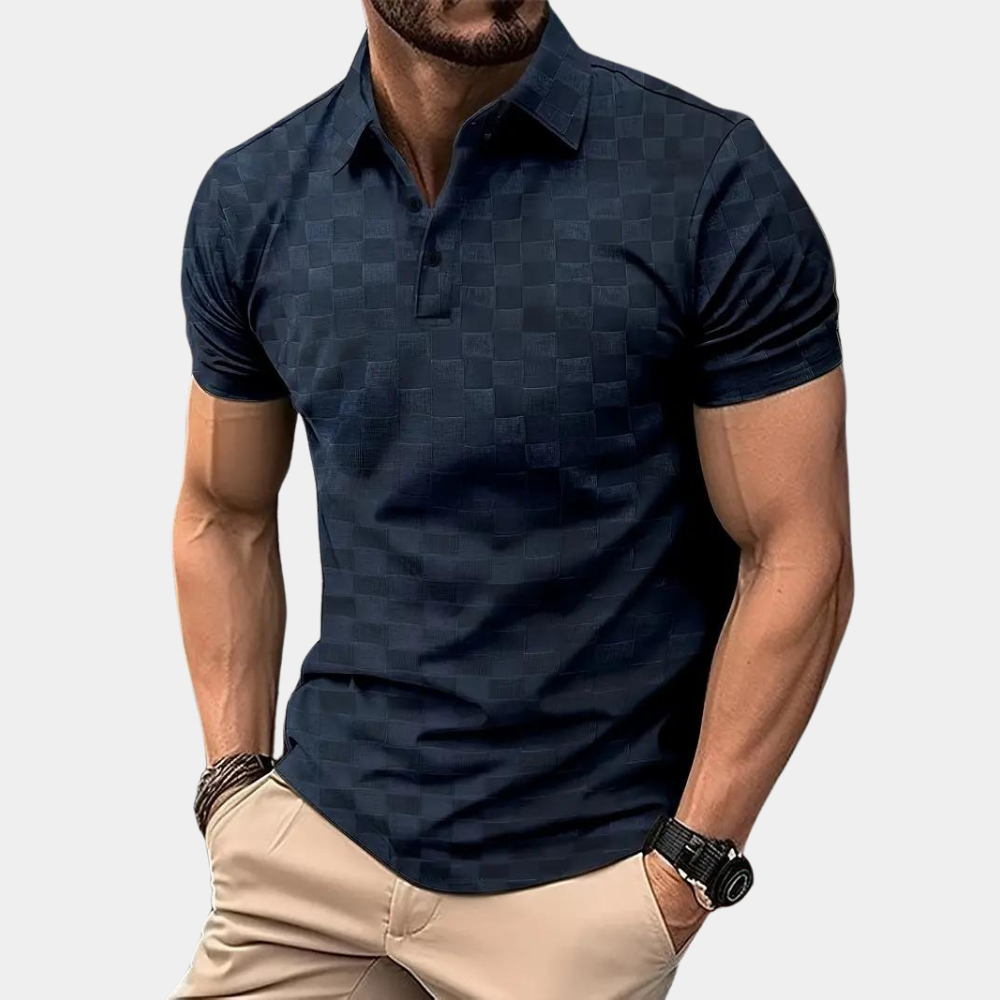 Poloshirt für Herren - Slim Fit Damier-Poloshirt für Sommer