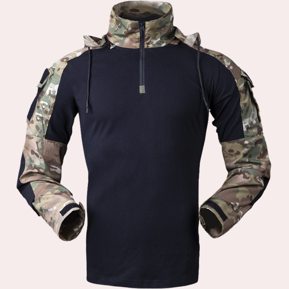 Übergangsjacke für Herren - Wasserdichte Camo Outdoorjacke mit Kapuze