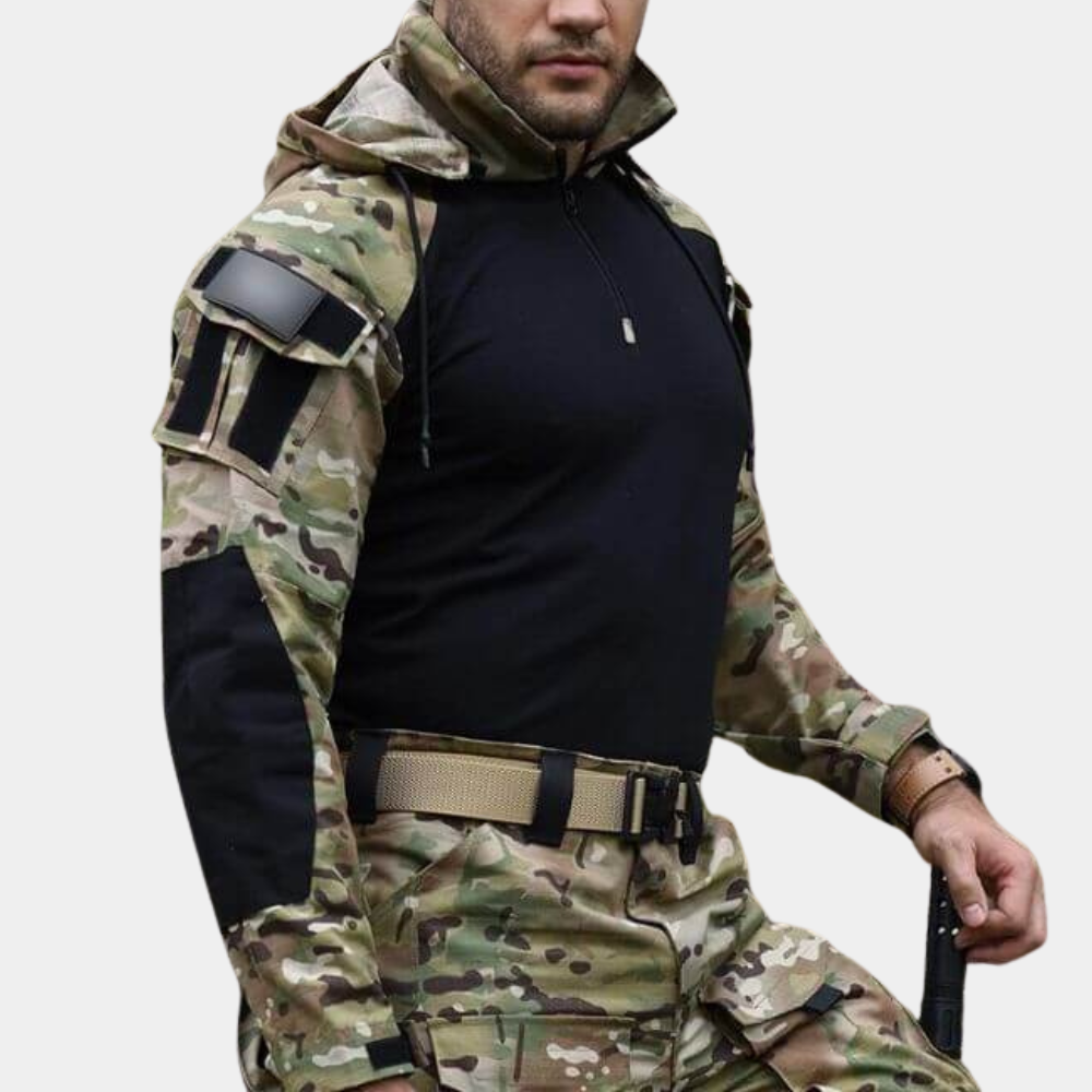Übergangsjacke für Herren - Wasserdichte Camo Outdoorjacke mit Kapuze