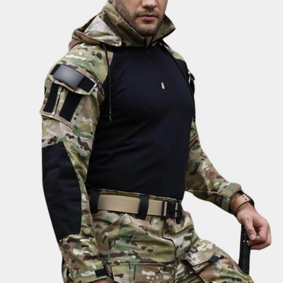 Übergangsjacke für Herren - Wasserdichte Camo Outdoorjacke mit Kapuze