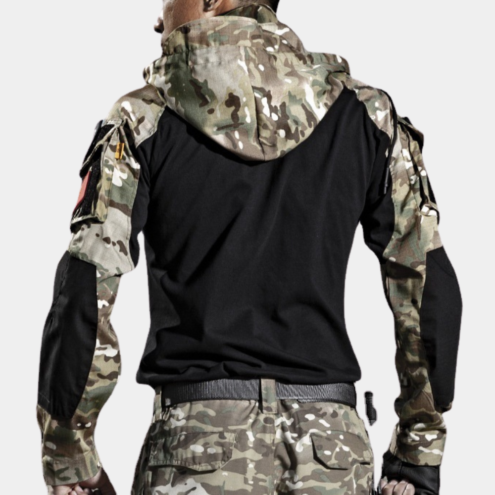 Übergangsjacke für Herren - Wasserdichte Camo Outdoorjacke mit Kapuze