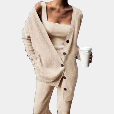 Heidi-Mode | Comfy Streetwear Chic Set - Top, Cardigan + Hose