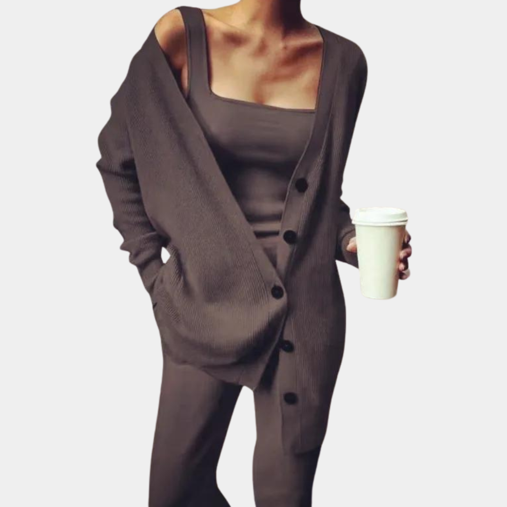 Heidi-Mode | Comfy Streetwear Chic Set - Top, Cardigan + Hose