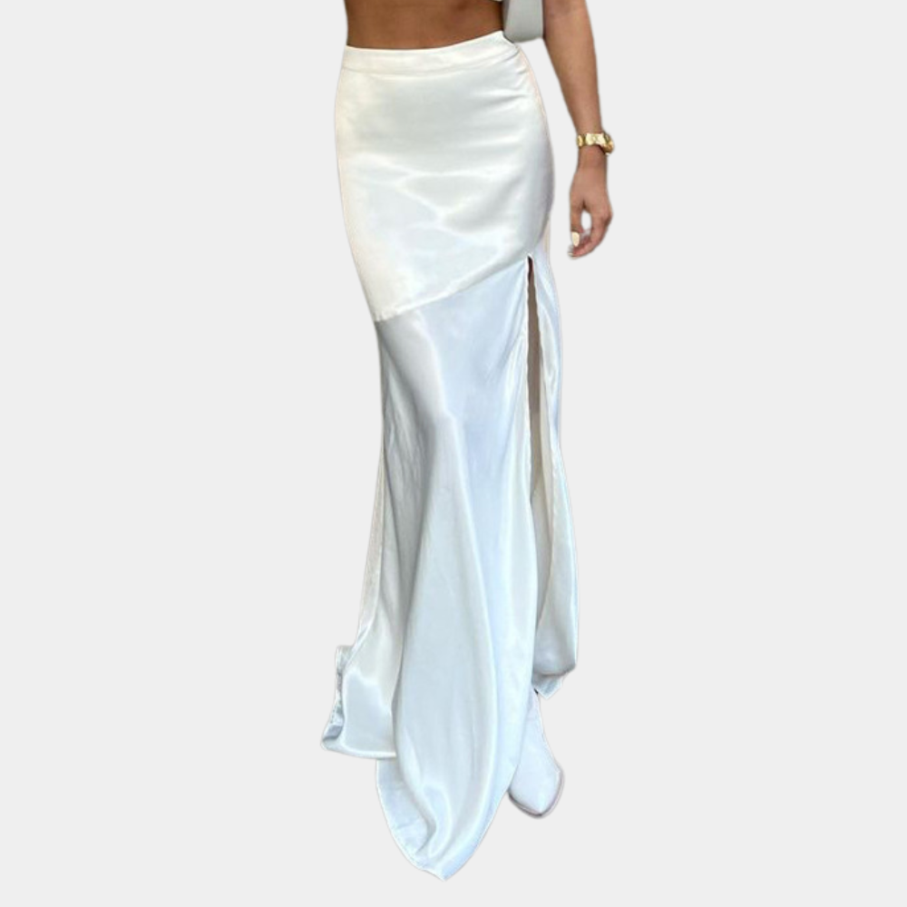 Heidi-Mode | Eleganter Satinrock Mit Schlitz