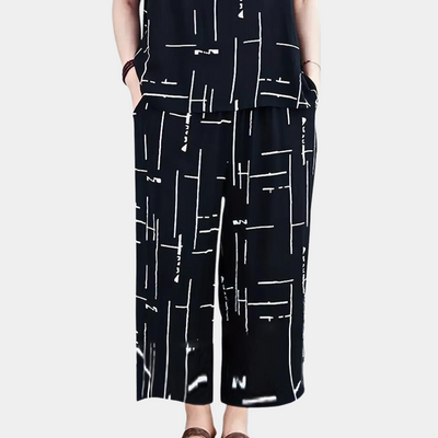 Heidi-Mode | Lässiges Bedrucktes Lockeres Set - Top+Hose