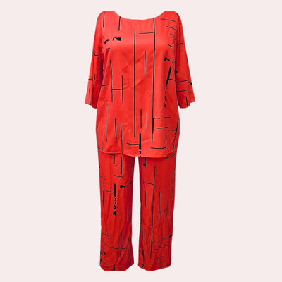 Heidi-Mode | Lässiges Bedrucktes Lockeres Set - Top+Hose