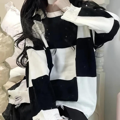 Heidi-Mode | Lässiger Gestrickter Karopullover