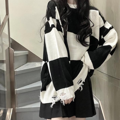 Heidi-Mode | Lässiger Gestrickter Karopullover